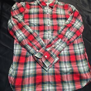 J.Crew Plaid Flannel Button Pullover Red Green Yellow Women’s XS